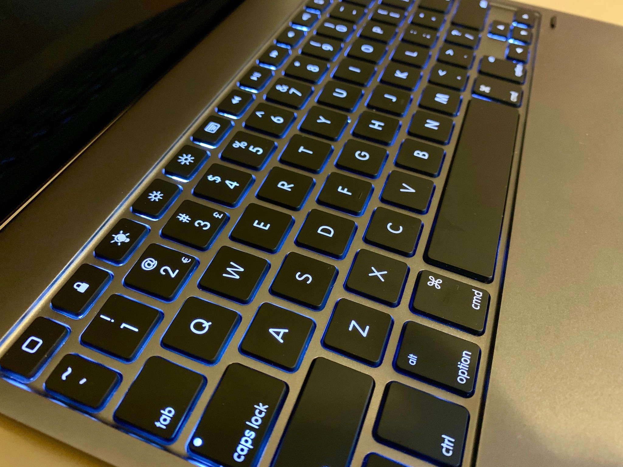 A closeup of the keyboard on the Brydge for iPad Pro