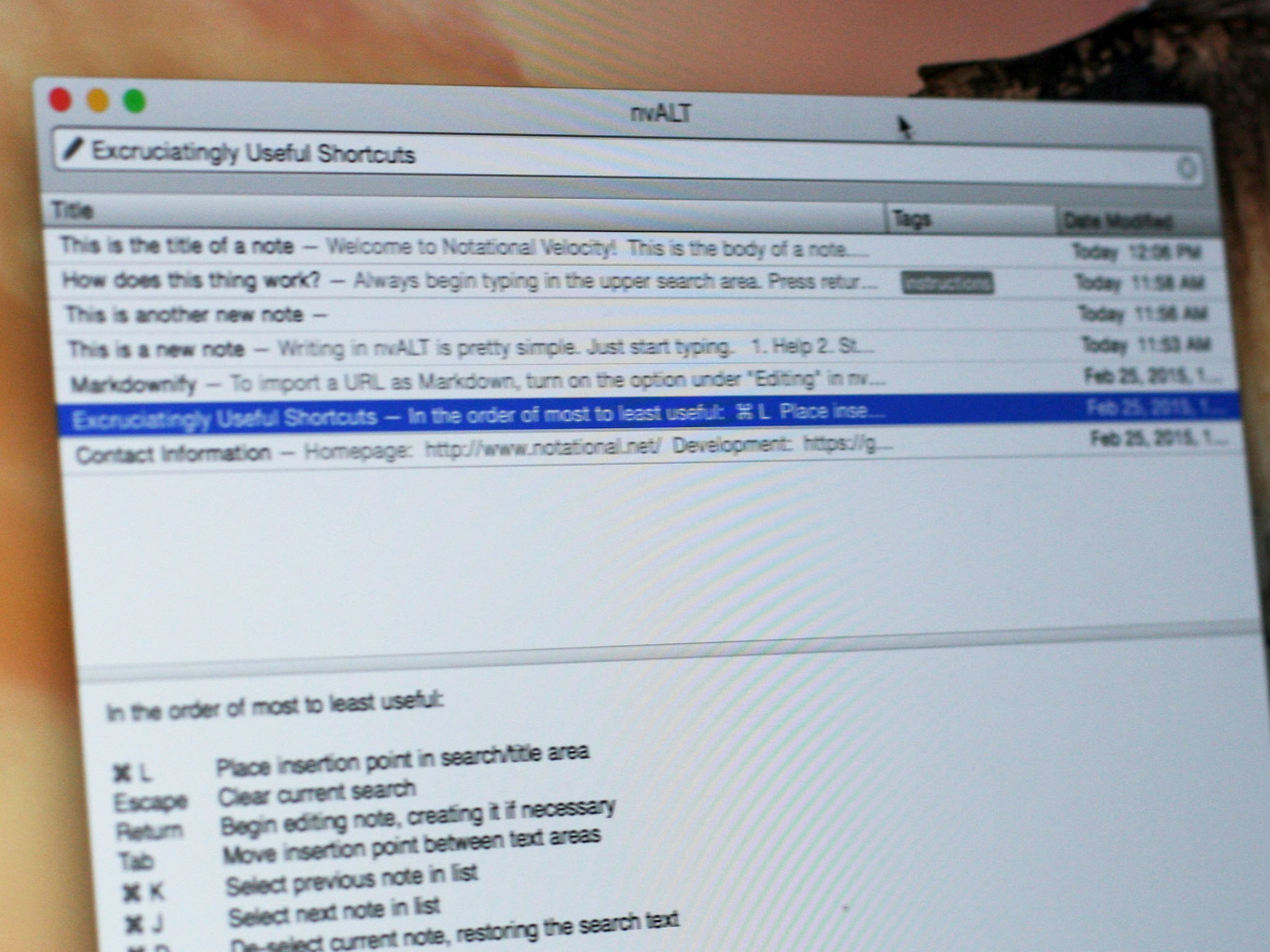 nvAlt: A Mac note taking text editor